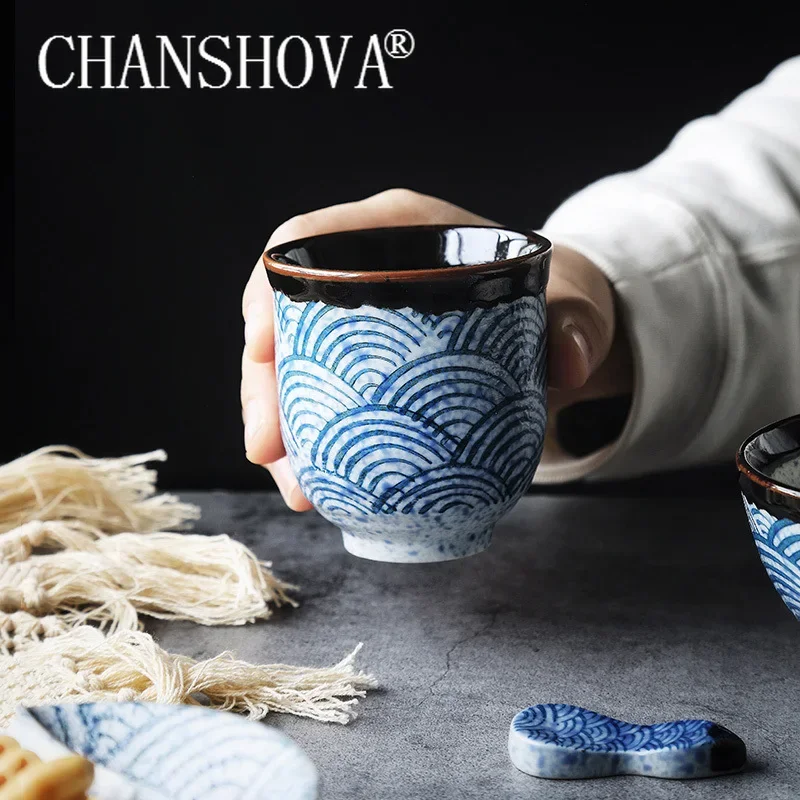 Coffee Tea In Chinese - CHANSHOVA 中国のレトロなスタイル手作り 80/200 ミリリットル塗装セラミックマグティーカップ人格波パターンコーヒーカップティーセット H240