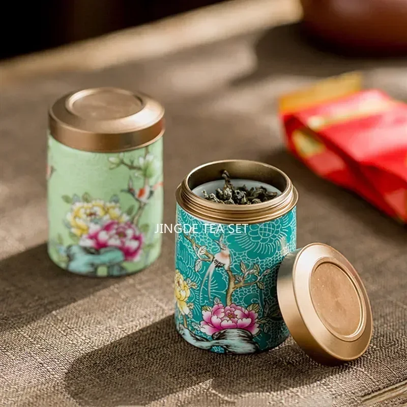 Coffee Tea Jar Set - ブティックセラミックティー缶家庭用収納ティー容器キッチン密閉型タンクトラベルポータブルコーヒー耐湿性ジャー