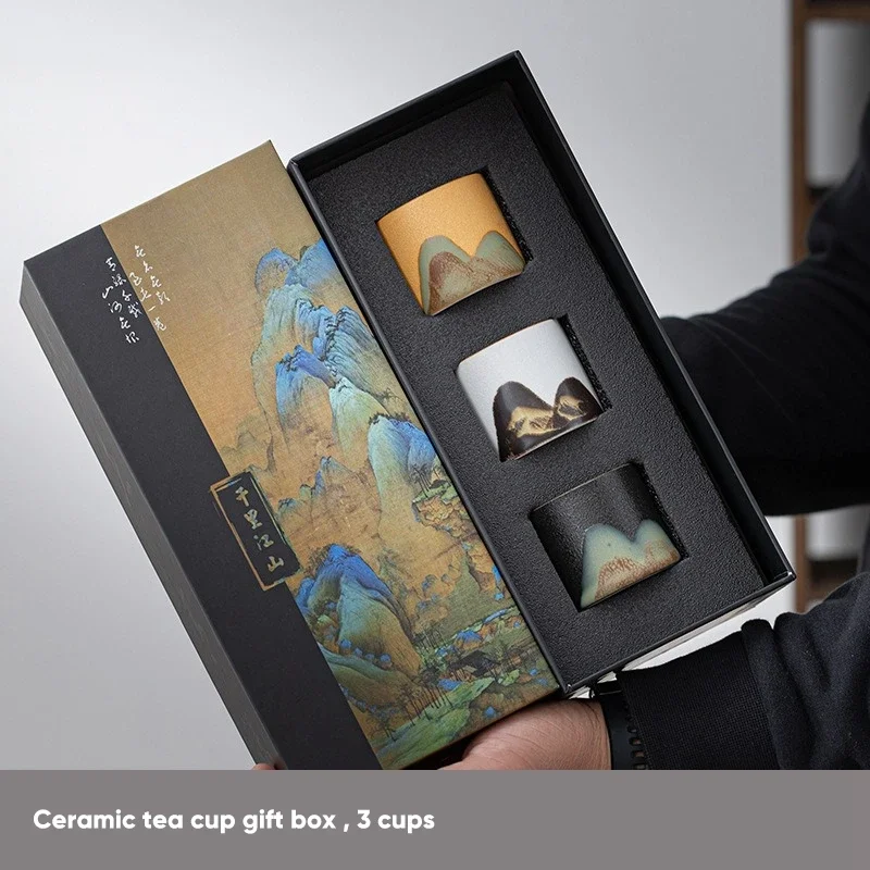 Coffee Tea Gift Set - ギフトボックス、日本製セラミックティーカップ、磁器ティーボウル、エスプレッソカップ、陶器コーヒーマグ、ティーカップマグ、コーヒーカップ、1セット