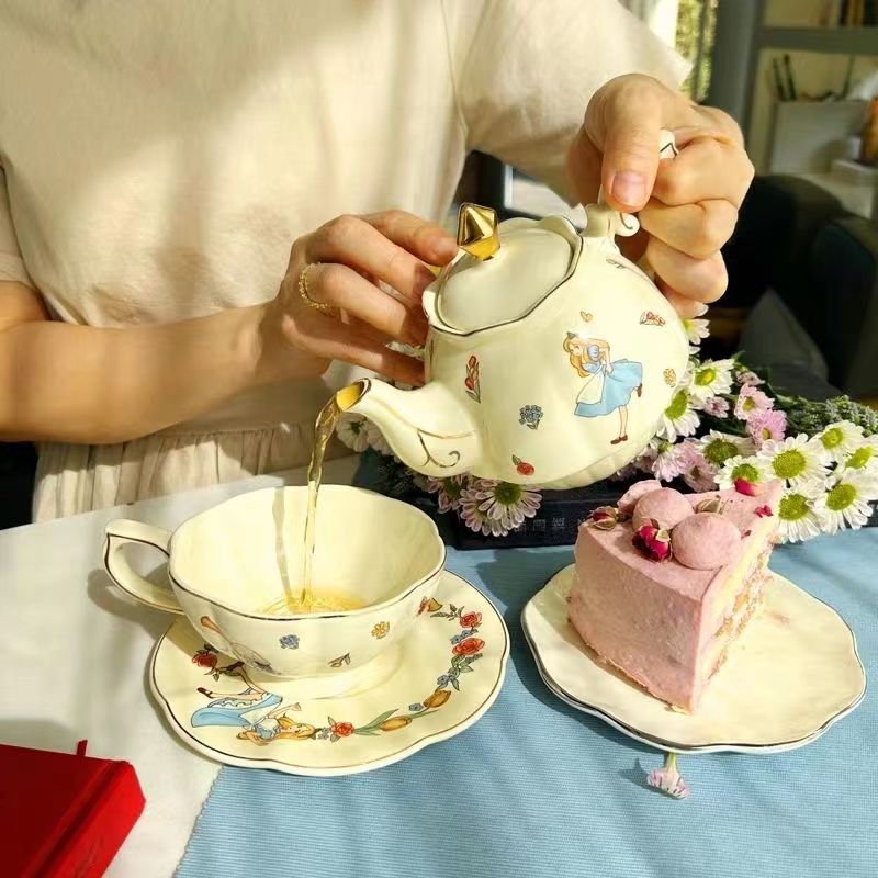 Coffee Tea Gift Set - アリス セラミックティーコーヒーセット ウサギデザイン 高級誕生日プレゼント 親友ギフト 母子コーヒーポットセット