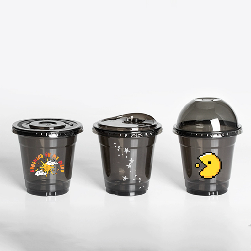 Coffee Tea In Chinese - ロゴ入り使い捨て透明ペットコーヒーカップ、コールドドリンクカップ、透明カップスリーブ、黒色プラスチックミルクティーとアイスクリームカップ