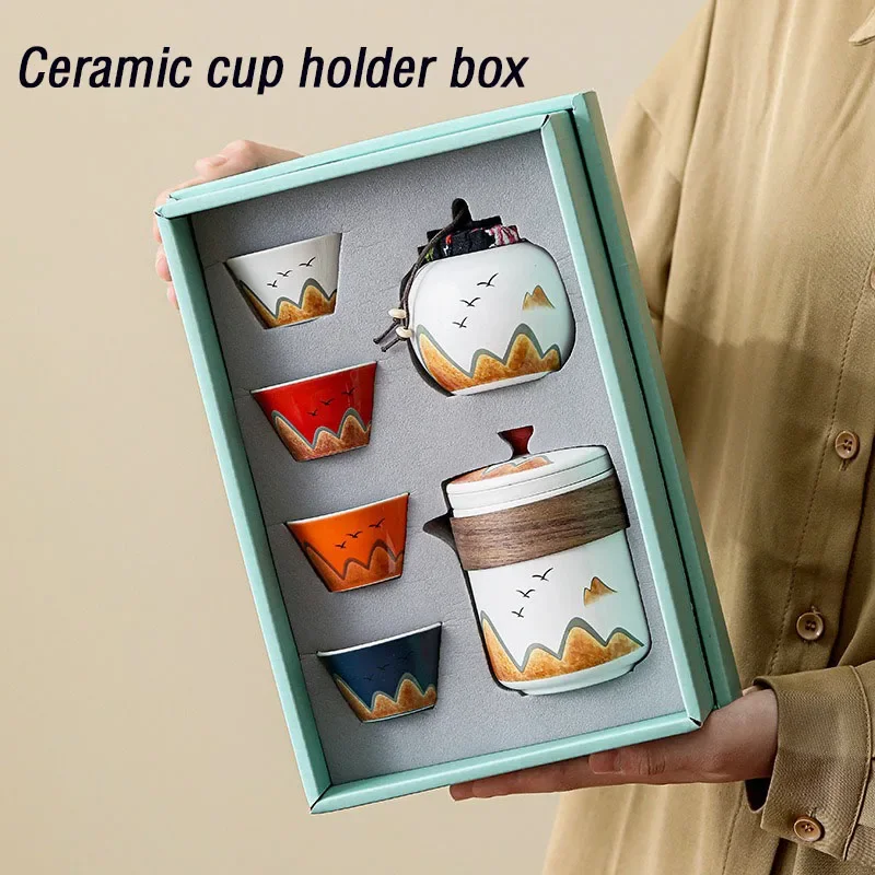 Coffee Tea Jar Set - セラミックティーカップ,磁器ティーポット,エスプレッソカップ,セラミックコーヒーマグ,ギフトボックス,1セット