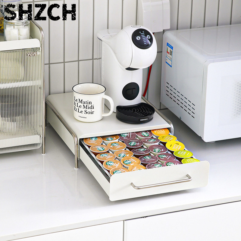 Coffee Capsule Holder - コーヒーカプセルホルダー、INSスタイルのキッチンカウンター用引き出しオーガナイザー、ティーバッグ収納ボックス、高級ホームバー装飾