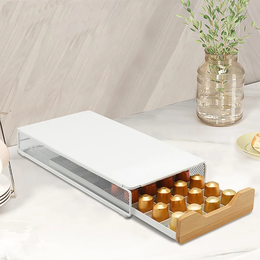 Coffee Capsule Holder - 40スロットのネスプレッソコーヒーカプセルボックス（イタリアンスタイルのカプセル用コーヒーフィルター付き）- キッチン収納ラック