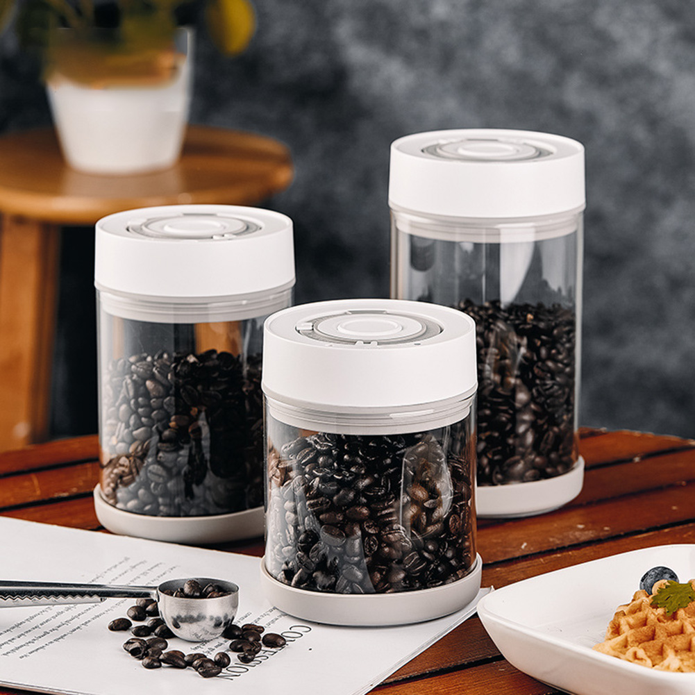 Coffee Tea Box - キッチン防湿ガラスコーヒー豆ジャー自動インテリジェント真空保存密封ジャー食品フルーツシリアルティーコンテナ