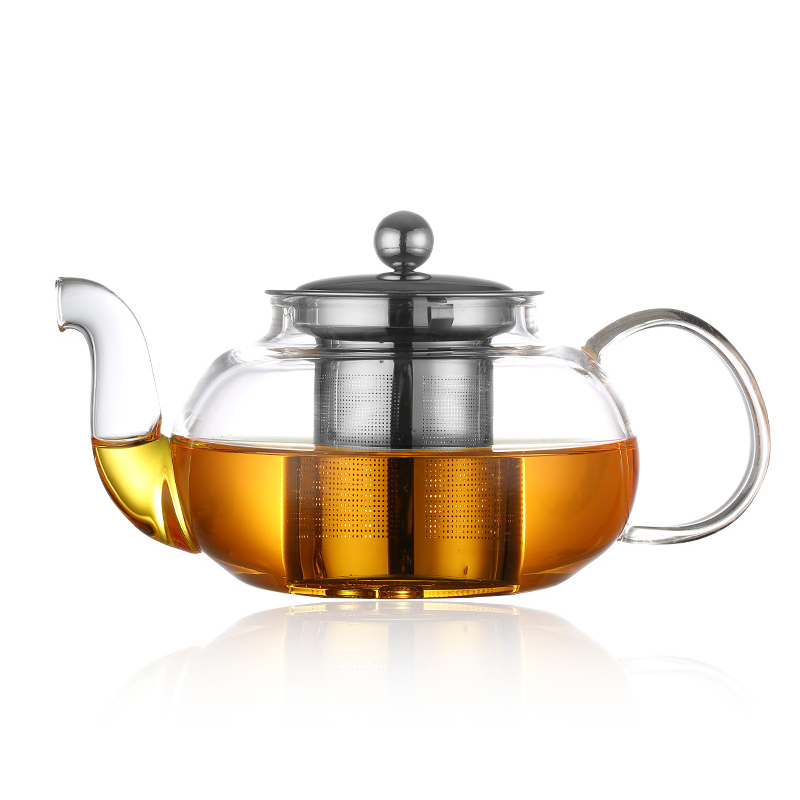 Coffee Tea Jar Set - 600/800 ミリリットル耐熱ガラスティーポットフラワーティーセットケトルコーヒーティーポット箸置きセットステンレス鋼ストレーナーティーポット