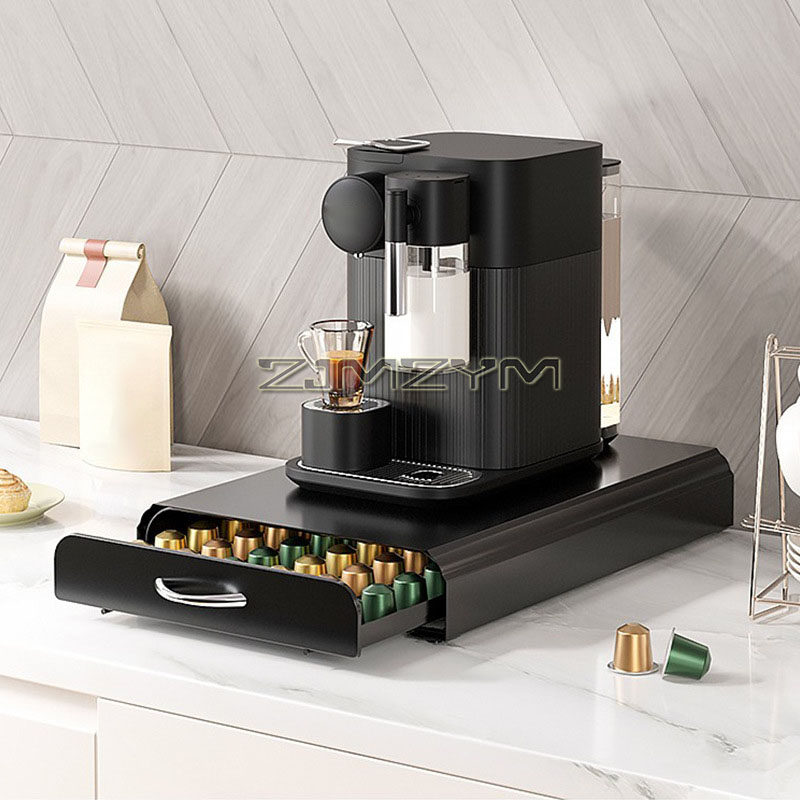 Coffee Capsule Holder - コーヒーカプセルラックデスクトップ引き出しコーヒーカプセルホルダー金属製コーヒーディスプレイラック多機能コーヒーマシンベース