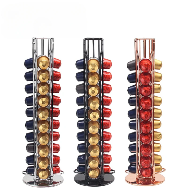 Coffee Capsule Holder - コーヒーカプセル用回転ラック,ネスプレッソコーヒーポッド用ホルダー,コーヒーカプセルスタンド,整理用収納棚,40ポッド,1個