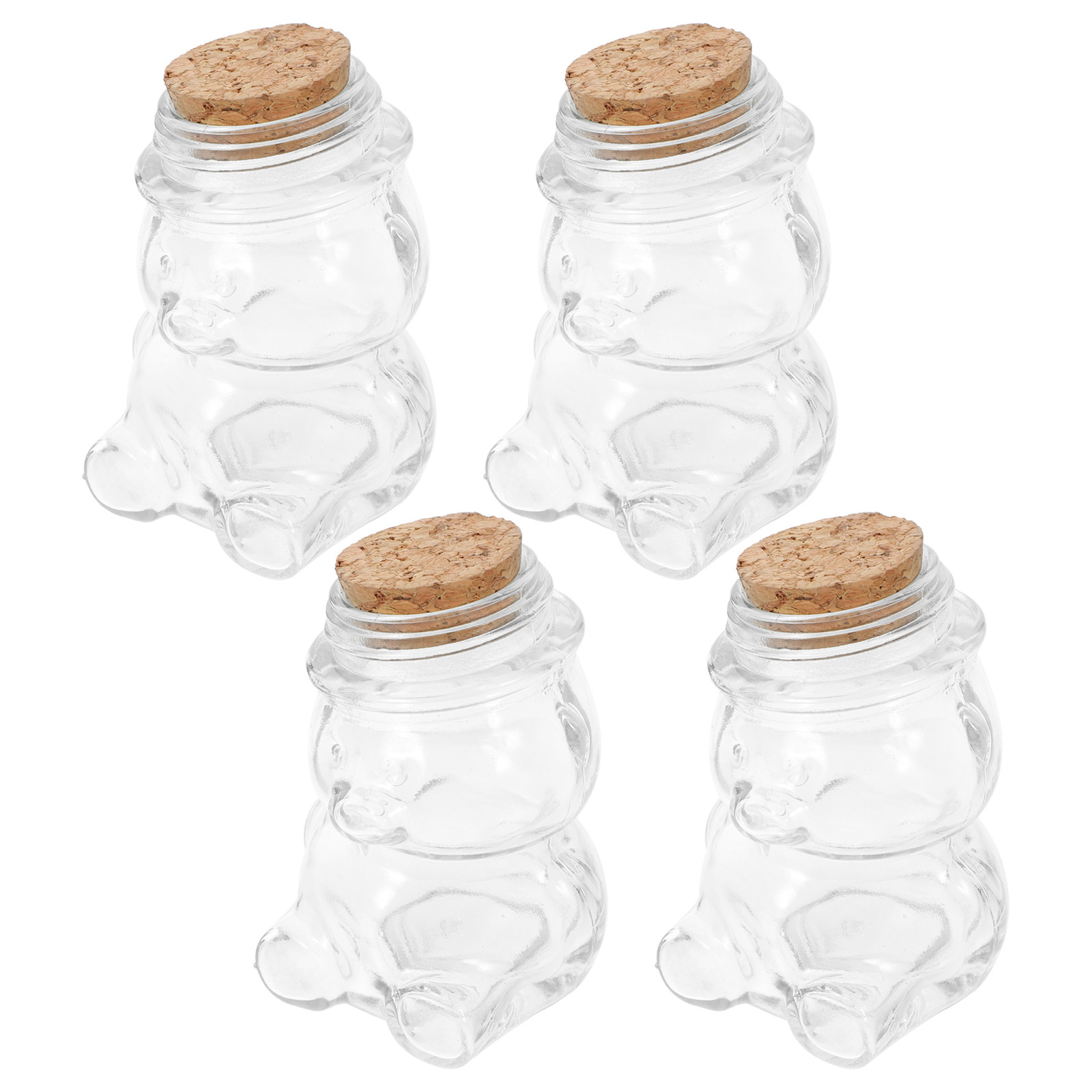Coffee Tea Jar Set - 4個入りガラスキャンディジャーセット 透明な気密食品保存容器 お菓子、ビスケット、紅茶、コーヒー、砂糖、塩、胡椒、ジュエリー用