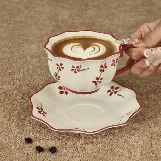 Coffee Tea In Chinese - 中国本土のコーヒーカップ＆ソーサー、家庭用アフタヌーンティーカップ、小さなフレッシュなセラミックカップ、マグカップ200ml