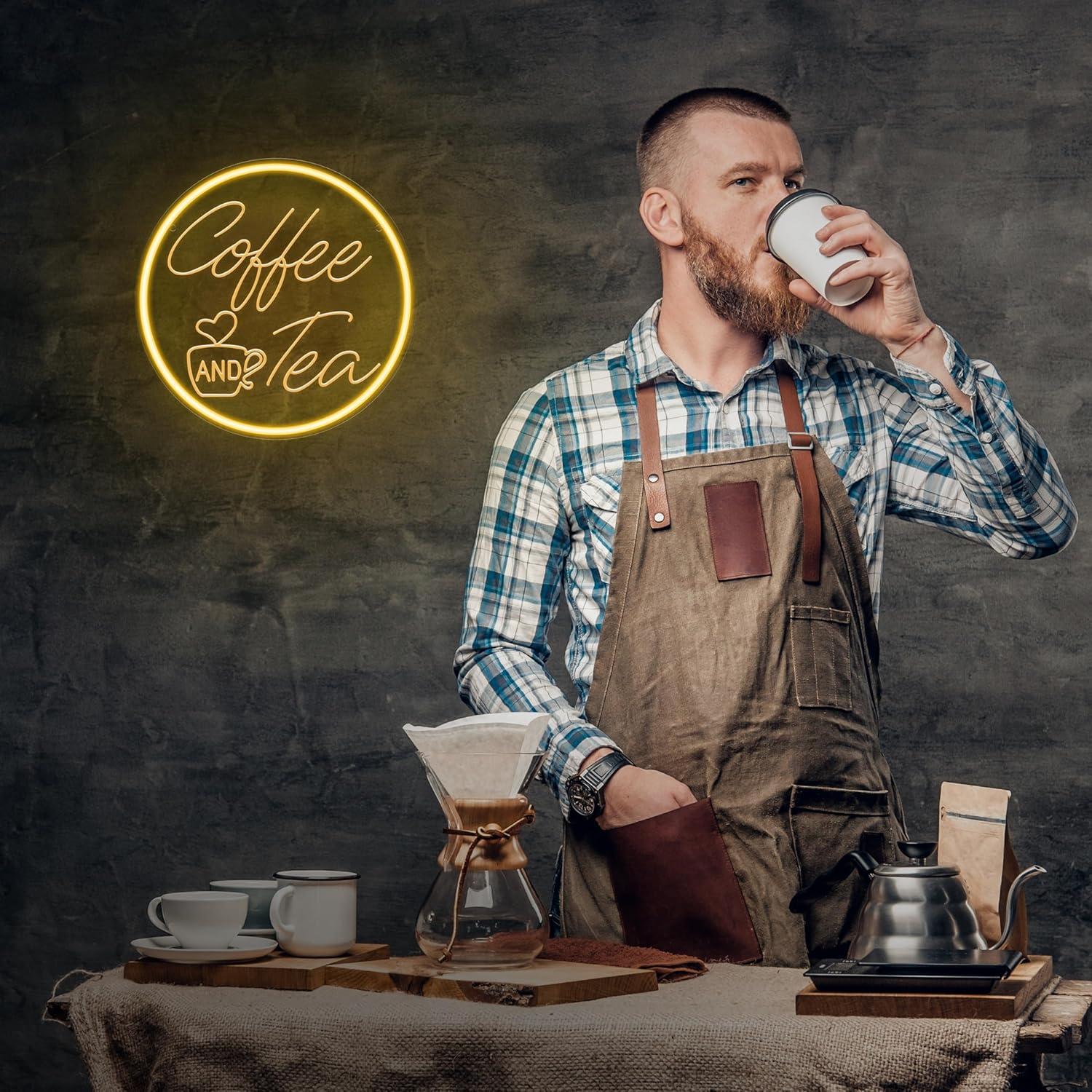 コーヒーと紅茶のネオンサインUSB調光LEDライト、カフェ、 - Coffee Tea Neon Sign のレビューと価格