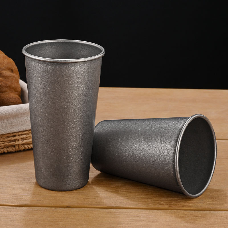 レトロなシルバーステンレス製ドリンクカップ、積み重ね可能なタ - Water Tea And Coffee のレビューと価格