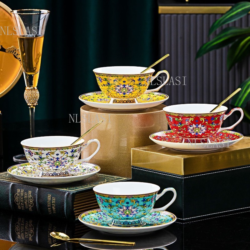 220ml 中国風花柄ボーンチャイナティーカップ＆ソーサーセ - Coffee Tea In Chinese のレビューと価格