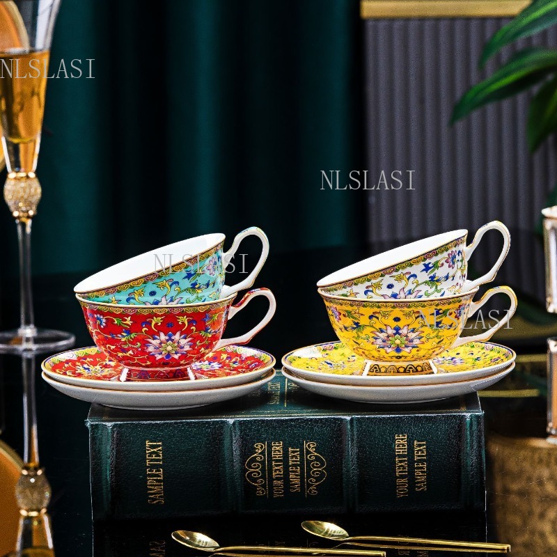 220ml 中国風花柄ボーンチャイナティーカップ＆ソーサーセ - Coffee Tea In Chinese のレビューと価格