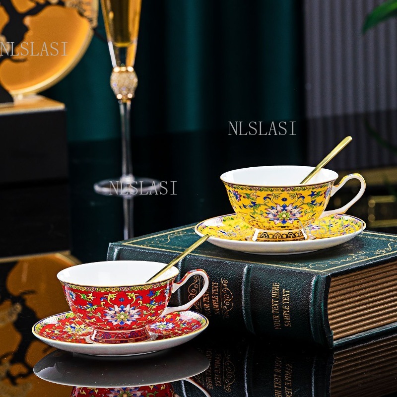 220ml 中国風花柄ボーンチャイナティーカップ＆ソーサーセ - Coffee Tea In Chinese のレビューと価格