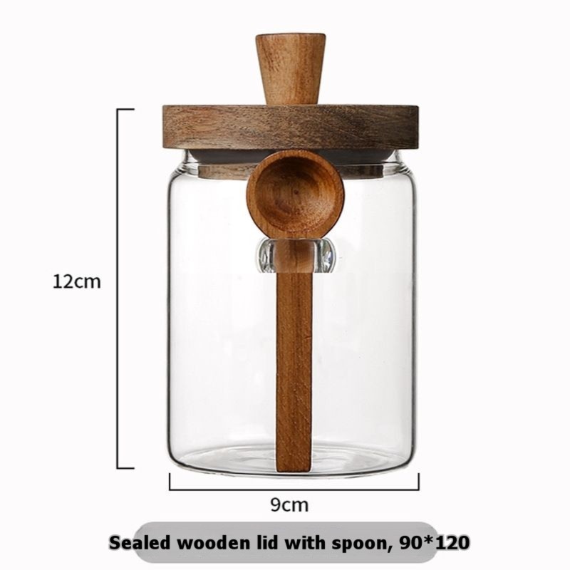 ABJIガラスジャー 木製蓋とスプーン付き 13オンス、20 - Coffee Tea Jar Set のレビューと価格