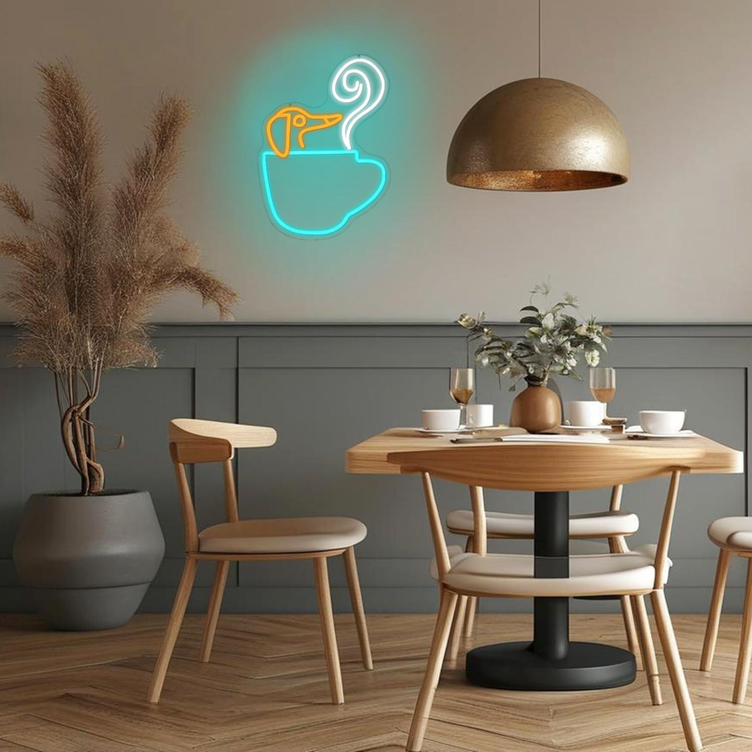 ダックスフントコーヒーカップネオンサイン USB調光LEDラ - Coffee Tea Neon Sign のレビューと価格