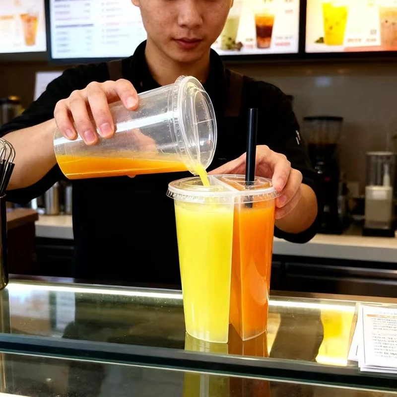 2-in-1使い捨てプラスチックカップ、透明な二層構造ドリン - Coffee Tea Boba のレビューと価格