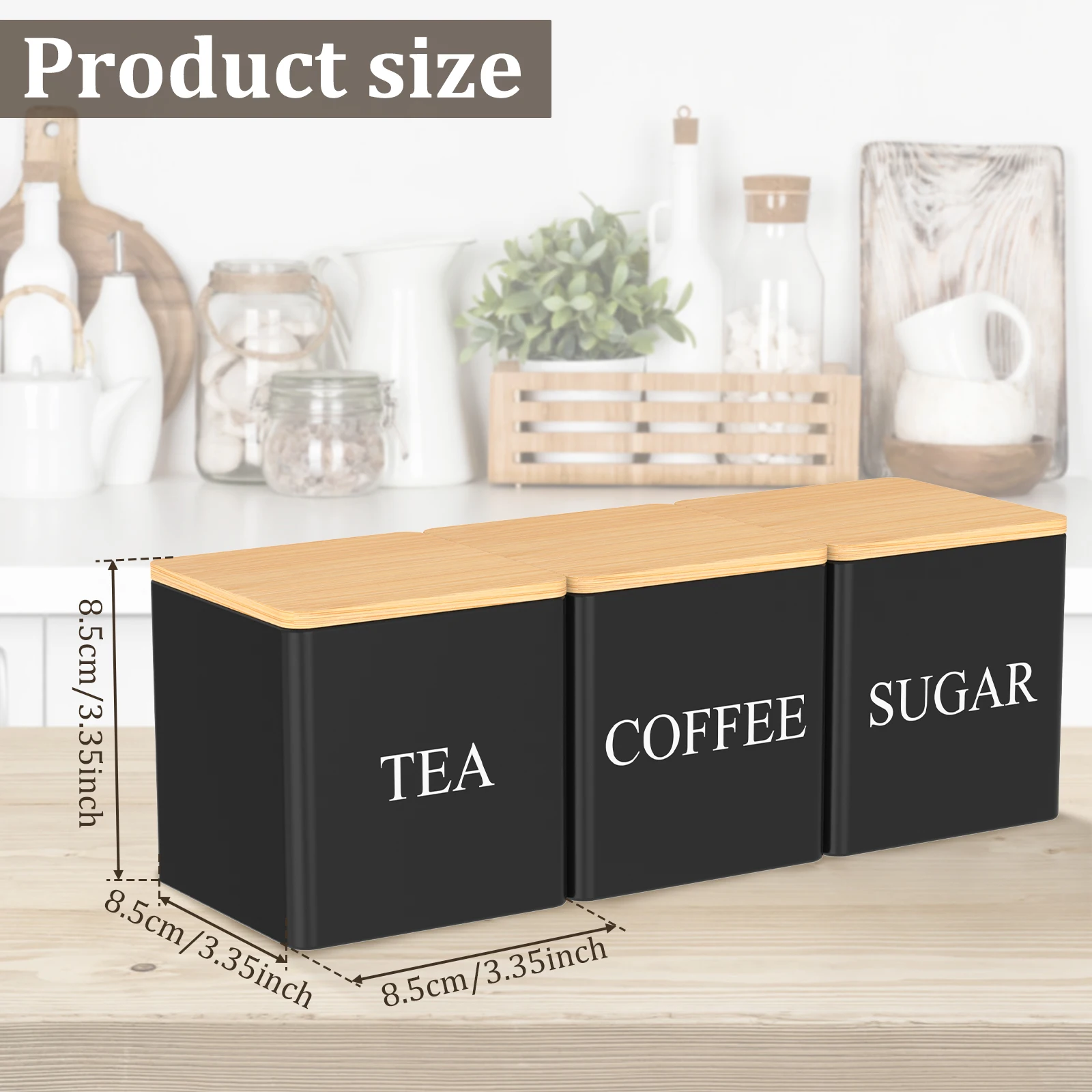3個セット 500ml 茶葉・砂糖・コーヒー用キャニスター  - Coffee Tea Jar Set のレビューと価格