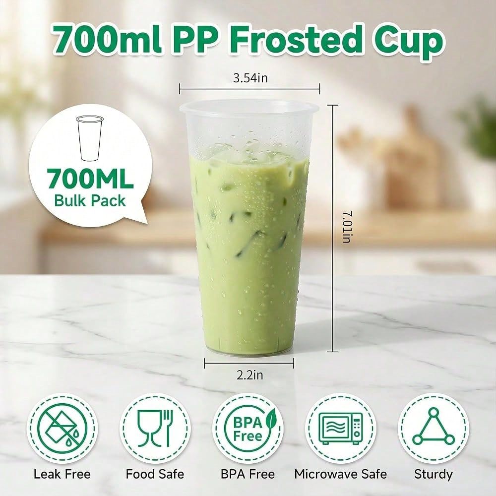 フロスト加工の硬質プラスチック製ボバティーカップ、16オンス - Coffee Tea Boba のレビューと価格