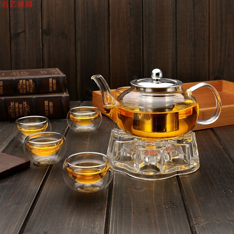 600/800 ミリリットル耐熱ガラスティーポットフラワーテ - Coffee Tea Jar Set のレビューと価格