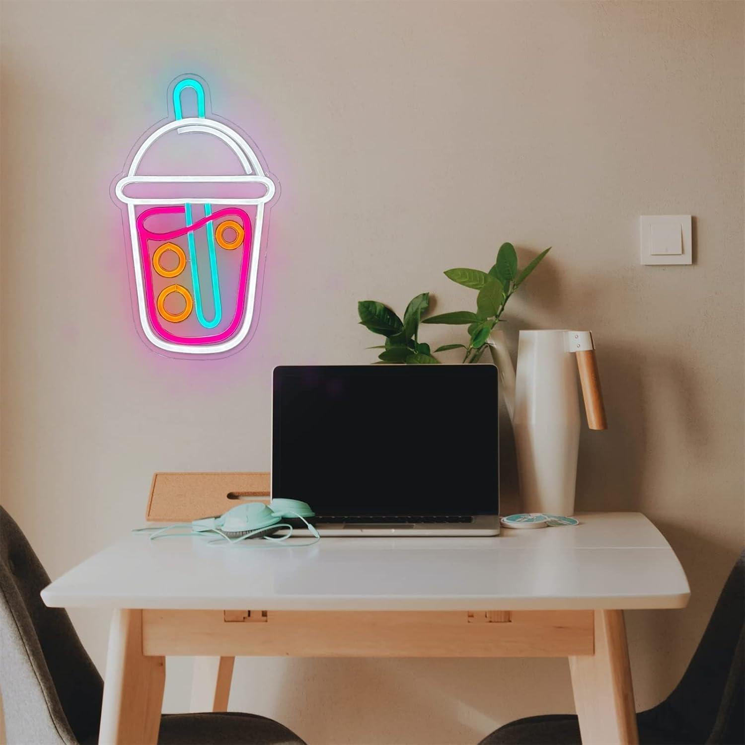 バブルティーネオンサイン調光可能LEDライト、ミルクティーシ - Coffee Tea Neon Sign のレビューと価格