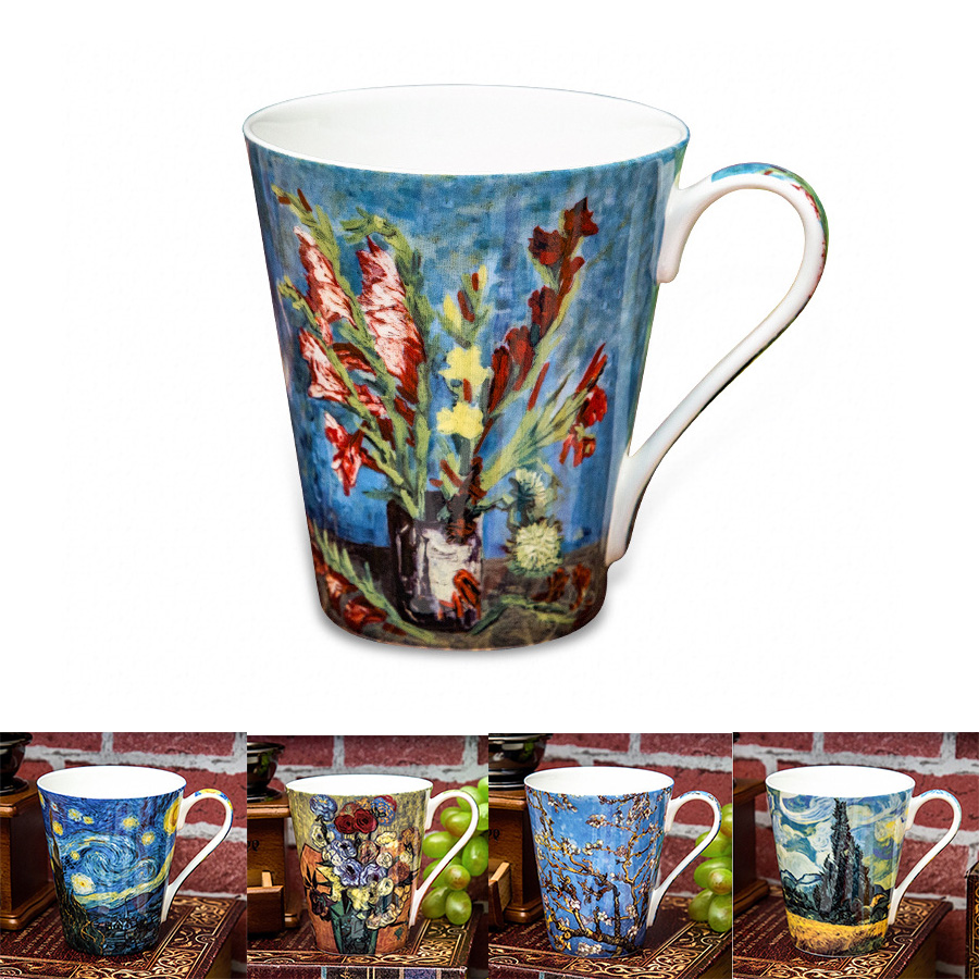 5 個セットボーンチャイナゴッホ油絵アートマグコーヒーカップ - Coffee Tea Van のレビューと価格
