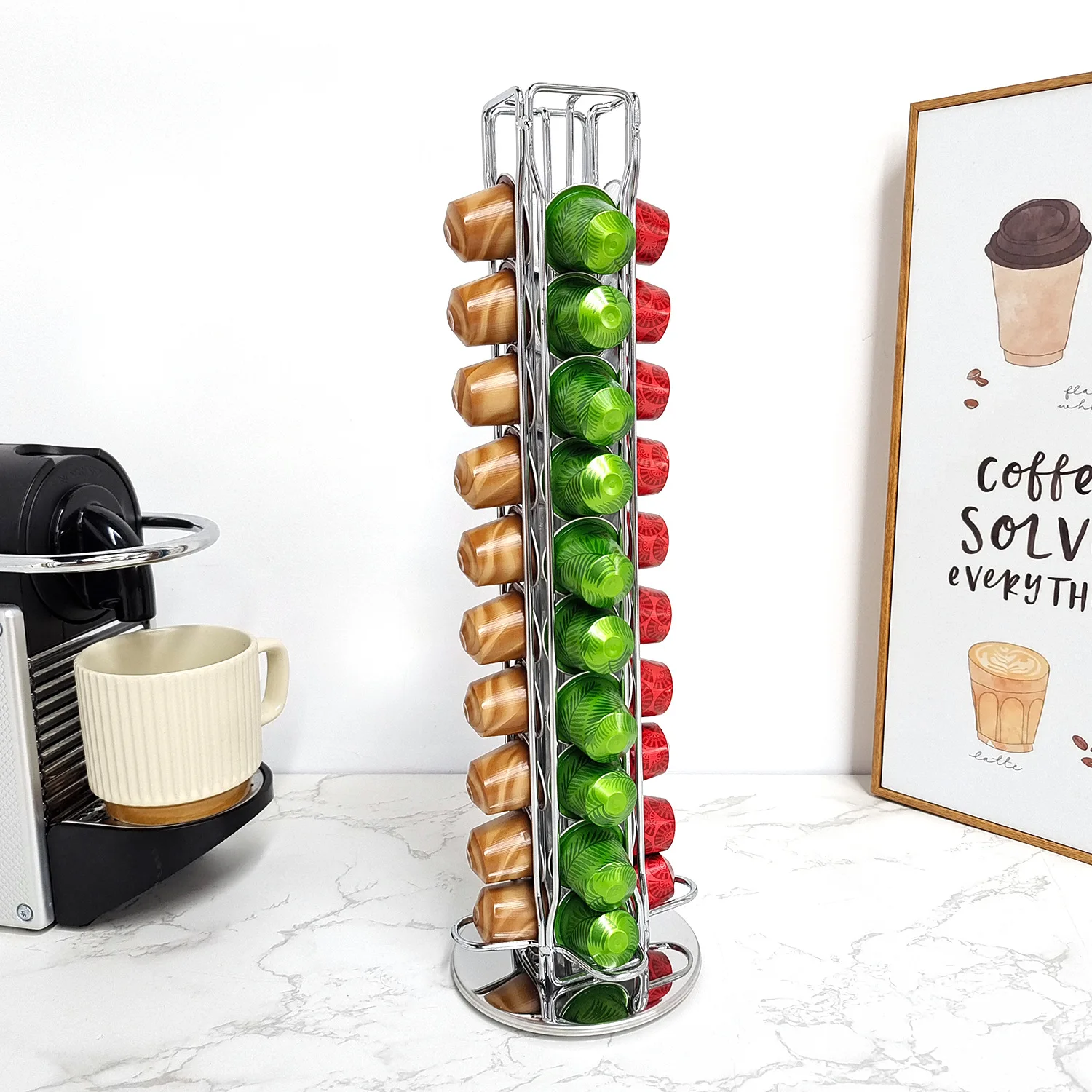 コーヒーカプセル用回転ラック,ネスプレッソコーヒーポッド用ホ - Coffee Capsule Holder のレビューと価格