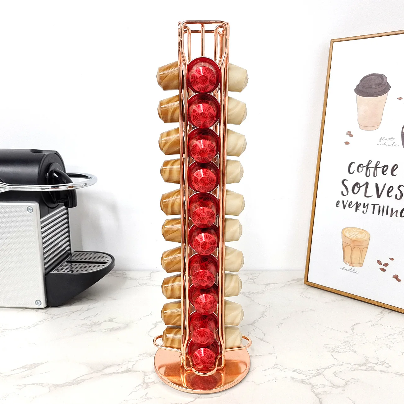 コーヒーカプセル用回転ラック,ネスプレッソコーヒーポッド用ホ - Coffee Capsule Holder のレビューと価格