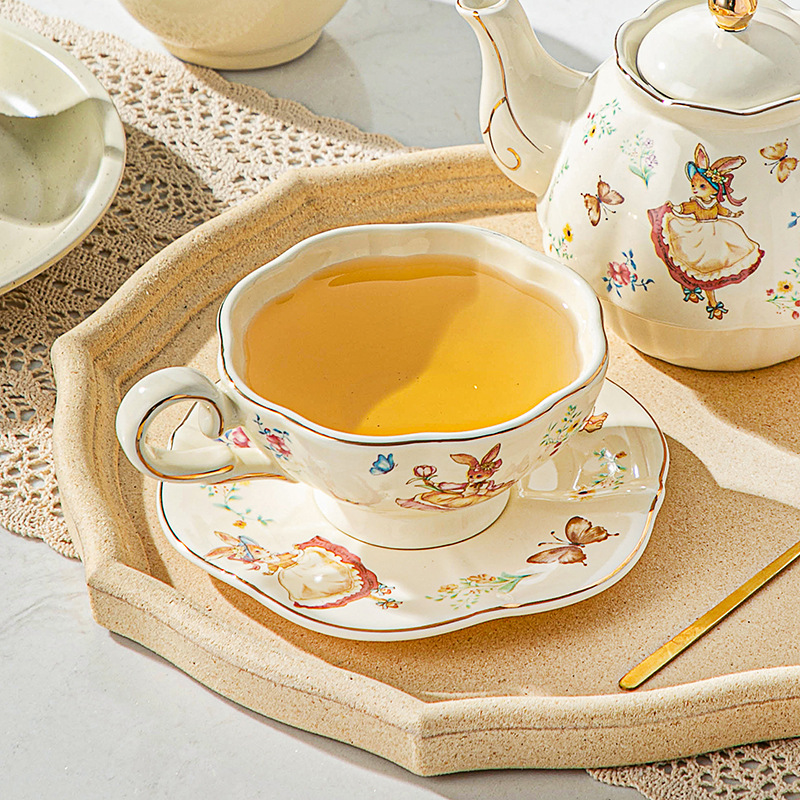 英語のレトロなコーヒーカップとプレート、アリスウサギの塗装セ - Coffee Tea Gift Set のレビューと価格