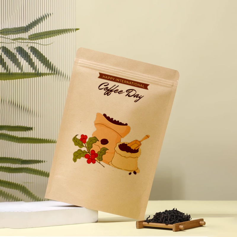 印刷クラフト紙ジッパーバッグ、再利用可能な自己密封式キャンデ - Coffee Tea In Chinese のレビューと価格
