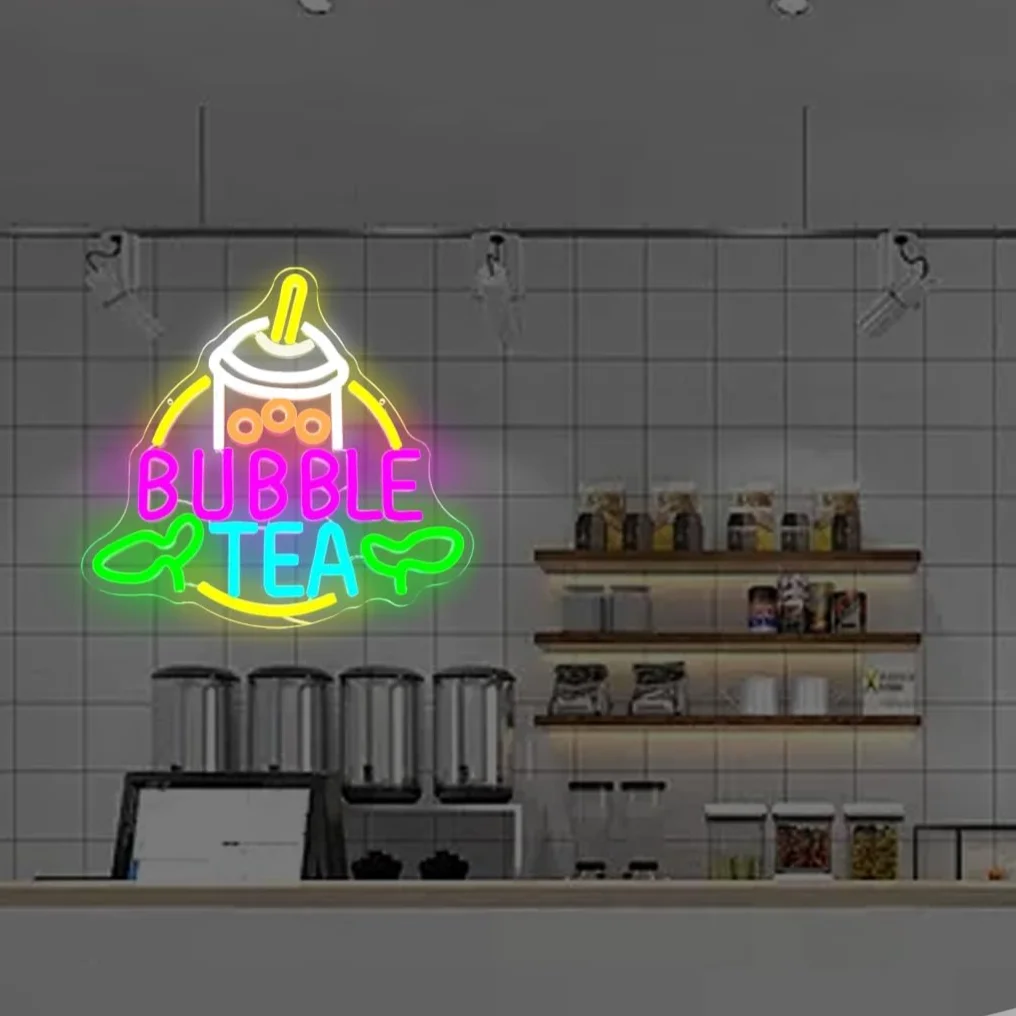 バブルティーネオンサインUSB電源調光可能ミルクティーLED - Coffee Tea Neon Sign のレビューと価格