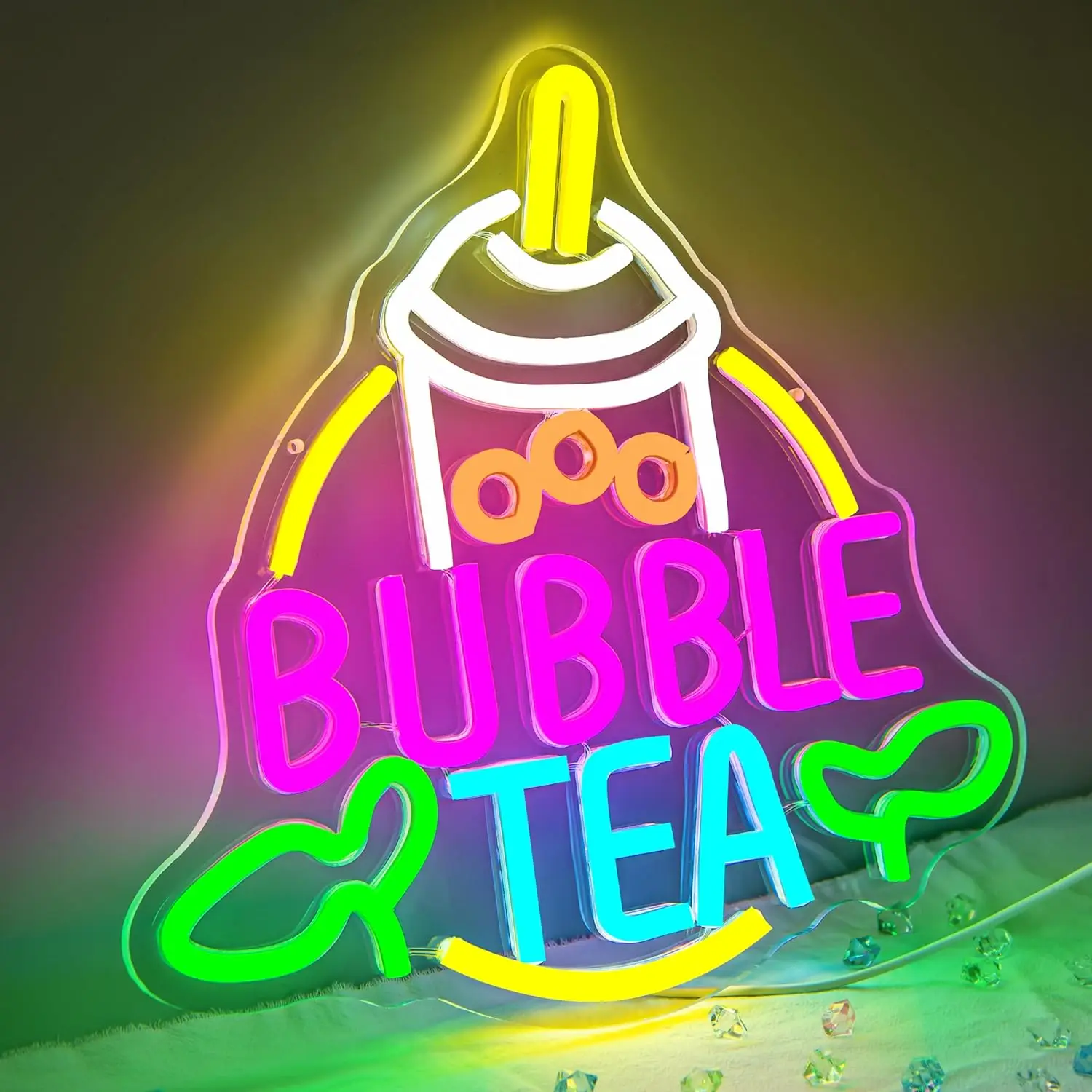 バブルティーネオンサインUSB電源調光可能ミルクティーLED - Coffee Tea Neon Sign のレビューと価格