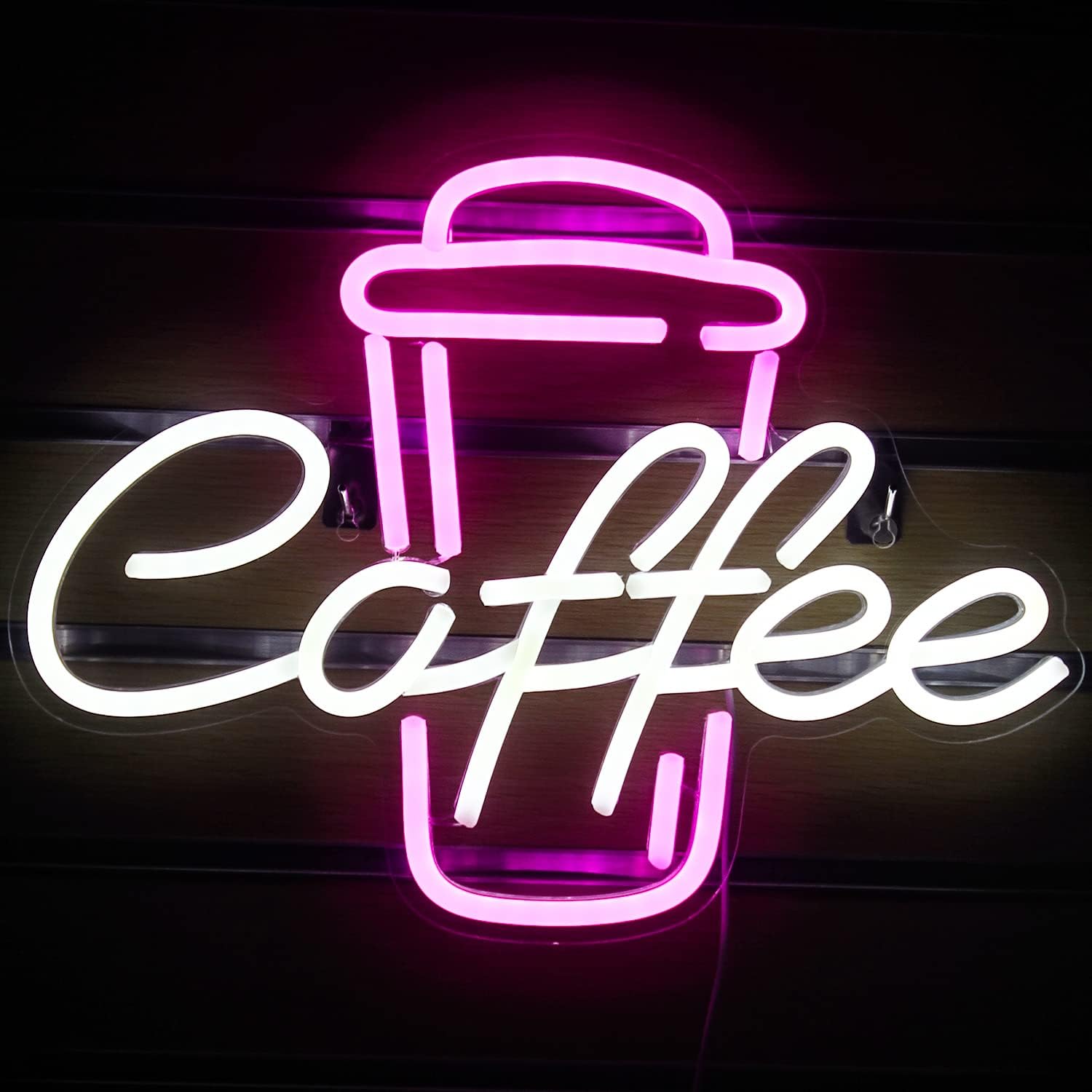 コーヒーカップピンクホワイトネオンサインUSB調光式アクリル - Coffee Tea Neon Sign のレビューと価格