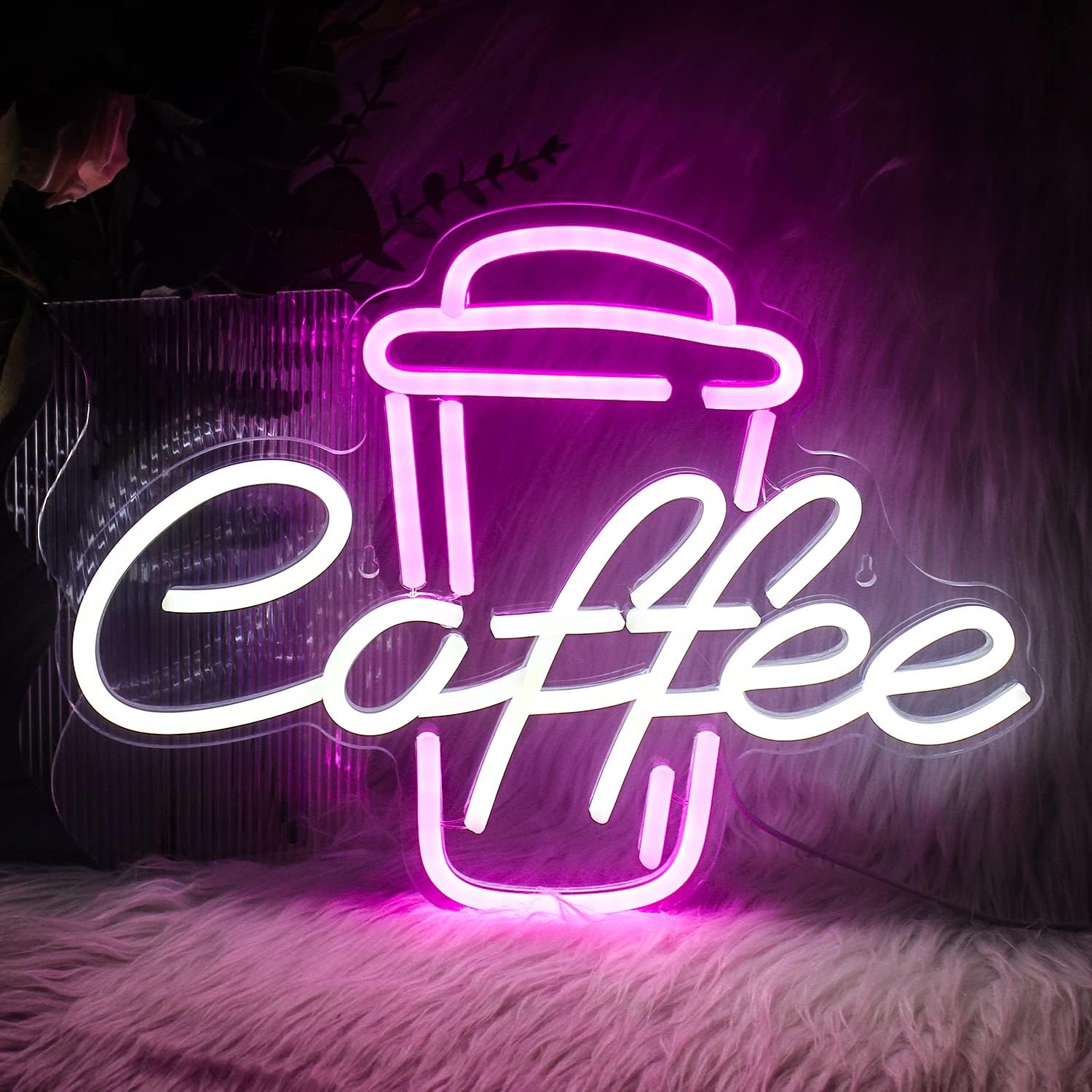 コーヒーカップピンクホワイトネオンサインUSB調光式アクリル - Coffee Tea Neon Sign のレビューと価格