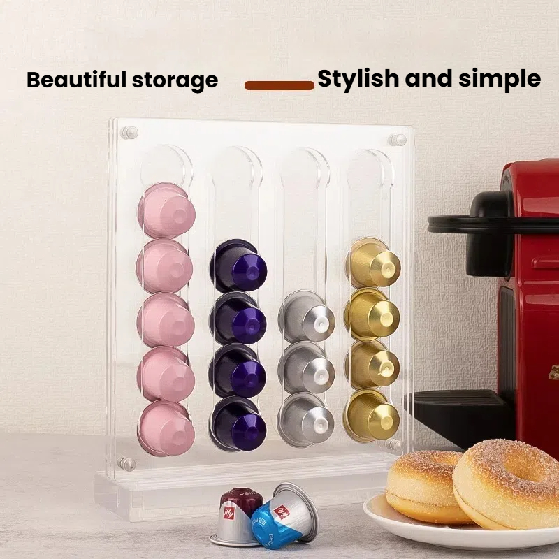 40カプセルコーヒーカプセルホルダーアクリル透明インスタント - Coffee Capsule Holder のレビューと価格