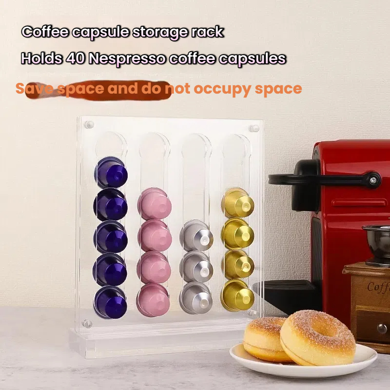 40カプセルコーヒーカプセルホルダーアクリル透明インスタント - Coffee Capsule Holder のレビューと価格