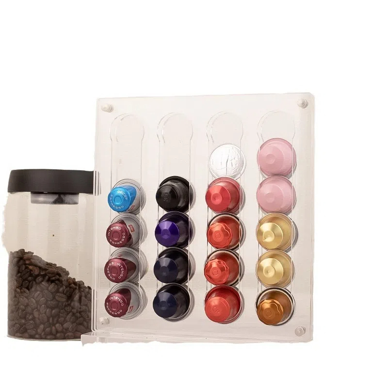 40カプセルコーヒーカプセルホルダーアクリル透明インスタント - Coffee Capsule Holder のレビューと価格