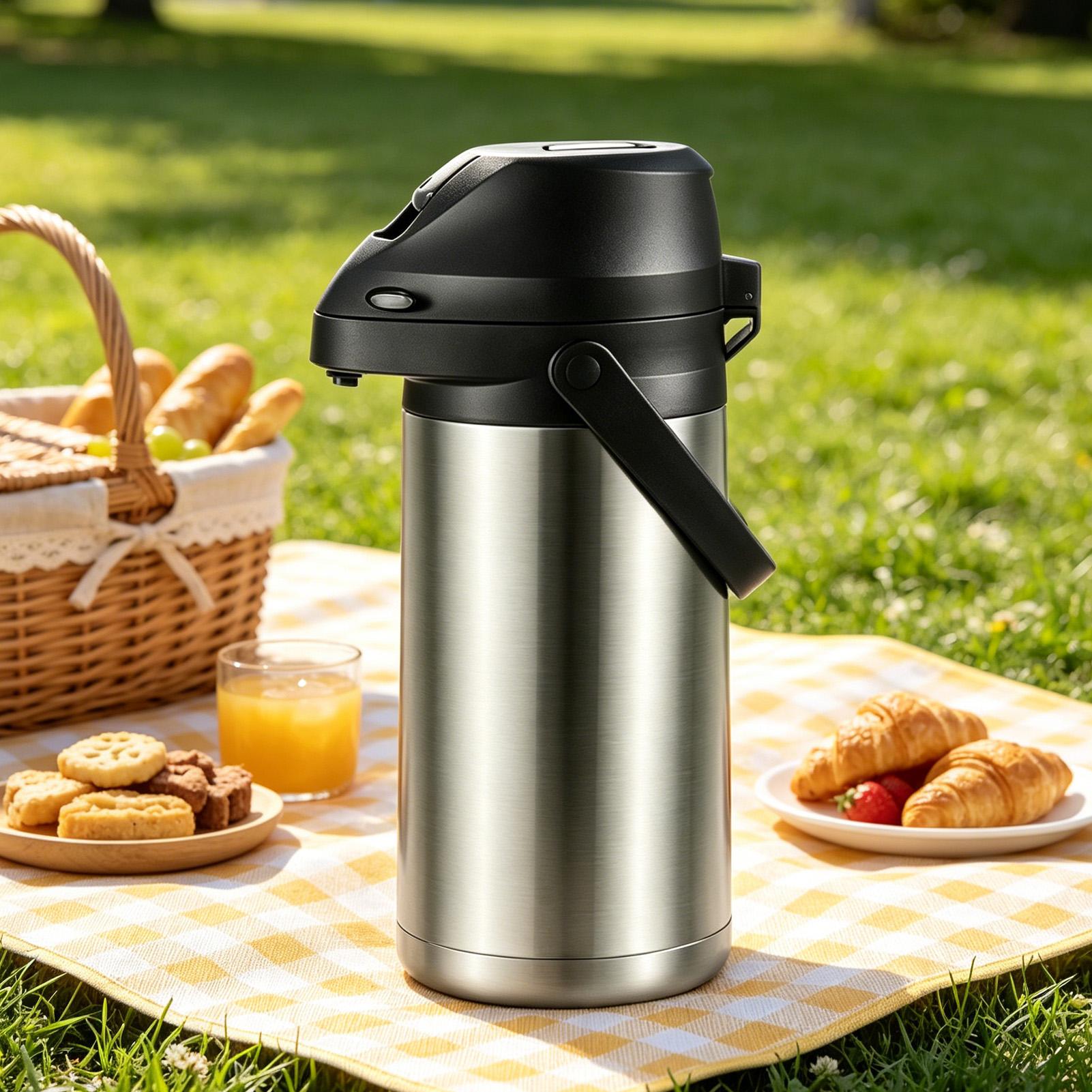 ステンレス製エアポットディスペンサー 1900ml 温冷飲料 - Coffee Tea Urn のレビューと価格