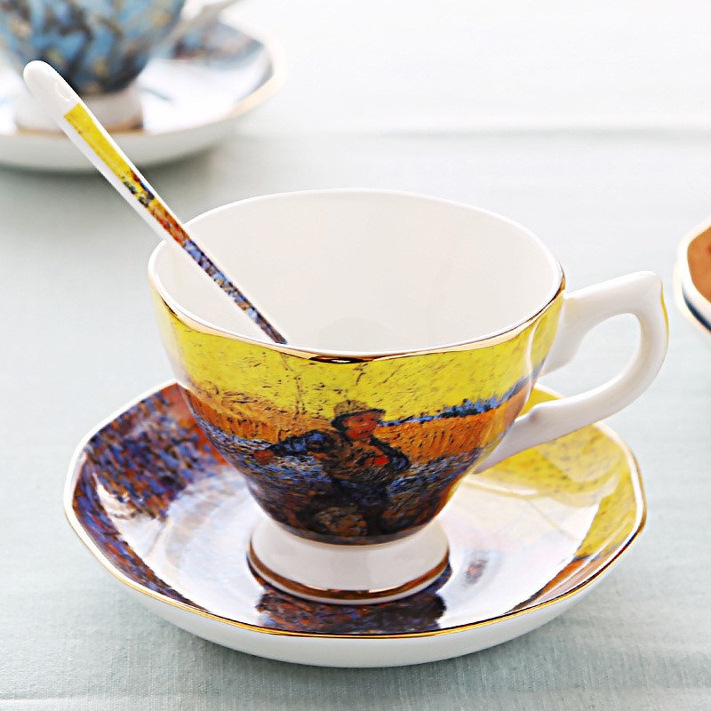 ゴッホの絵画 コーヒーマグカップ ソーサー ディッシュ スプ - Coffee Tea Van のレビューと価格