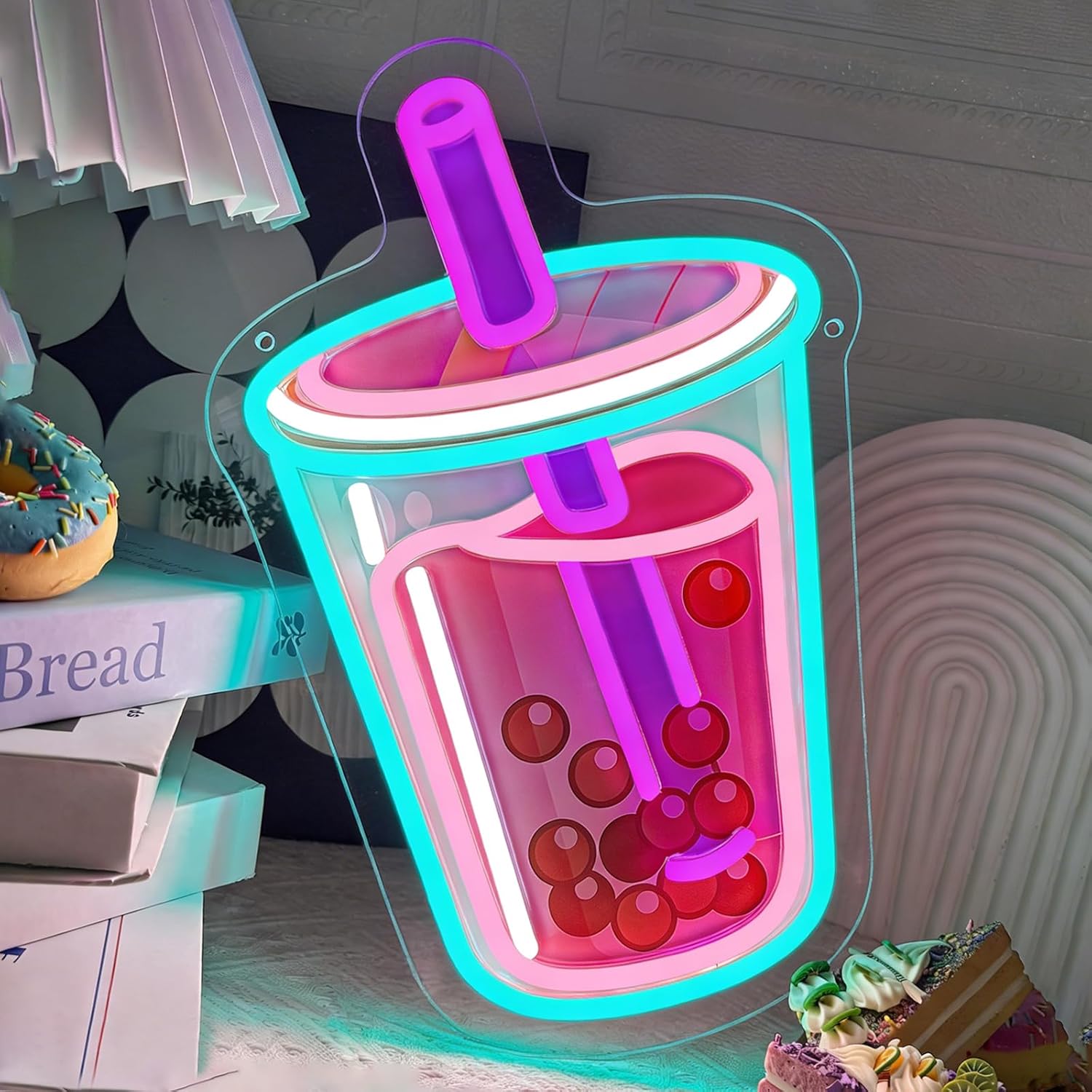 バブルティーネオンサイン USB 電源付き調光可能な LED - Coffee Tea Neon Sign のレビューと価格