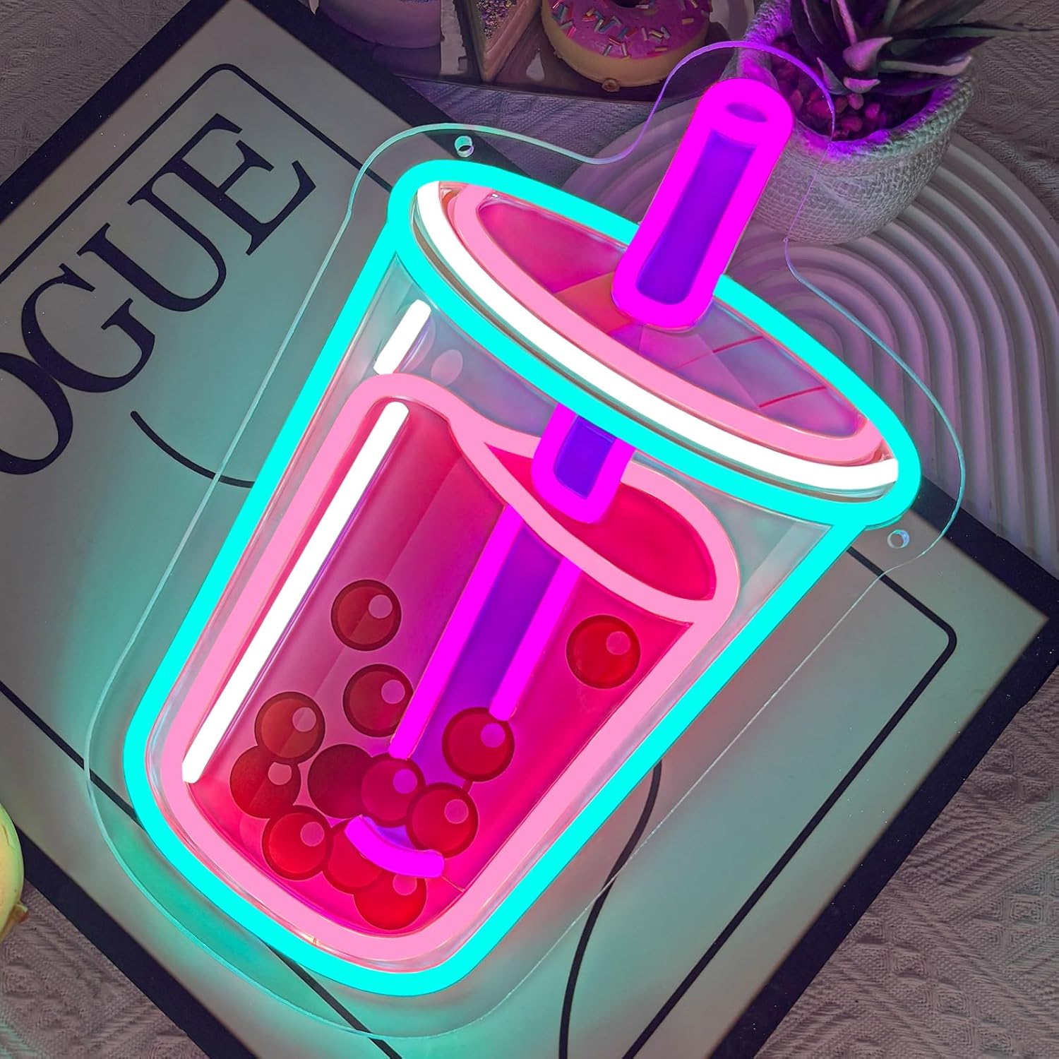 バブルティーネオンサイン USB 電源付き調光可能な LED - Coffee Tea Neon Sign のレビューと価格